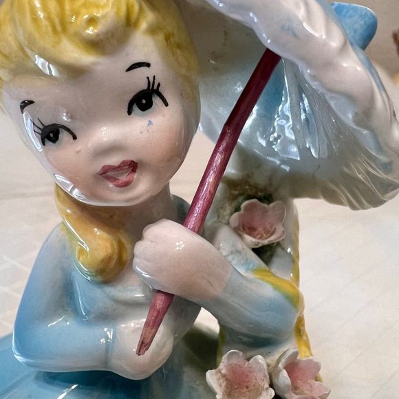 1960s Vintage Lefton #1868 Southern Belle Girl, Ceramic Porcelain Figurine - Picture 10 of 10